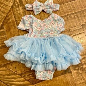 Disney Lilo and Stitch princess dress with matching headband size 12 months